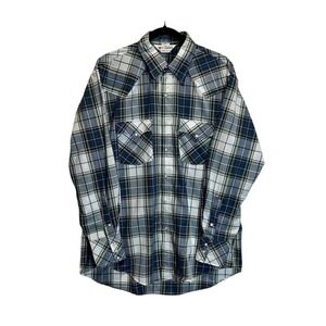 Vtg Dale's Western Plaid Snap Shirt Men L Made in USA Pearl Snap‎ Cowboy Ranch
